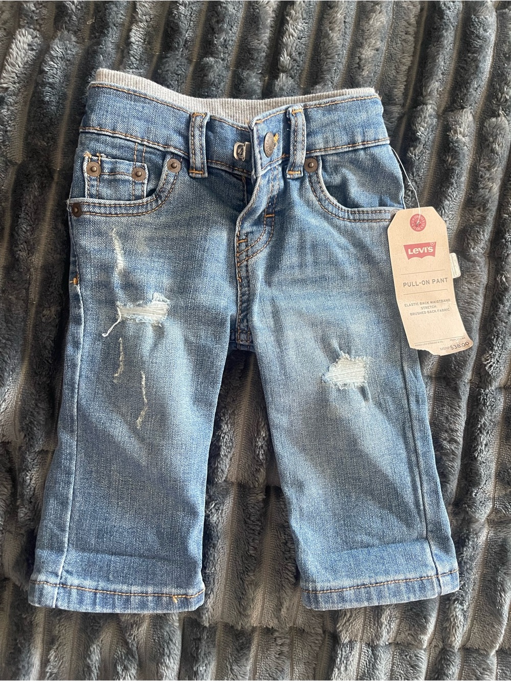 Levi's Light Blue Distressed Pull-On Kids Jeans